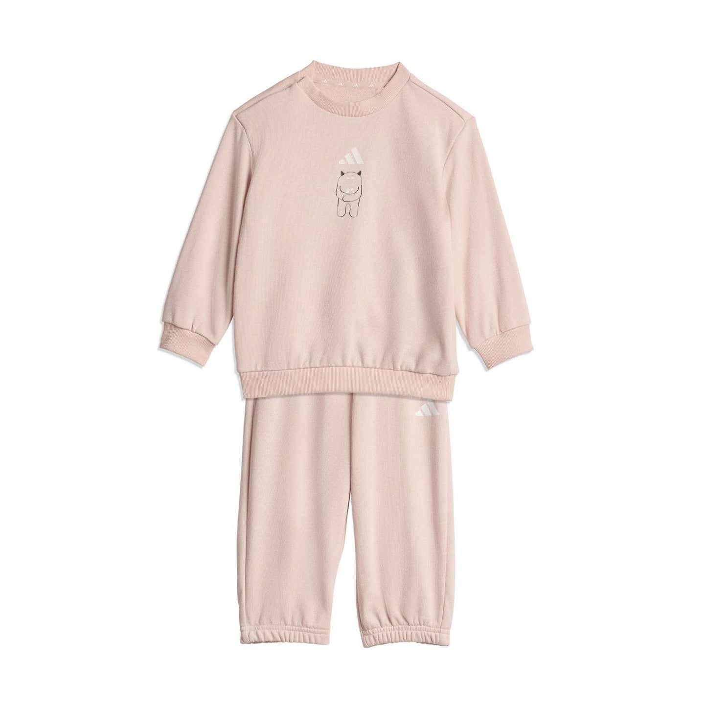 Blush Pink-White - Front - Adidas Childrens-Kids Monster Tracksuit Set