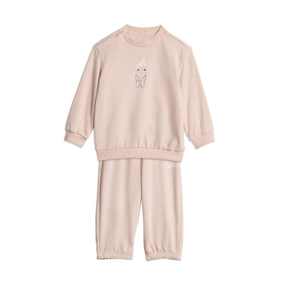 Blush Pink-White - Front - Adidas Childrens-Kids Monster Tracksuit Set