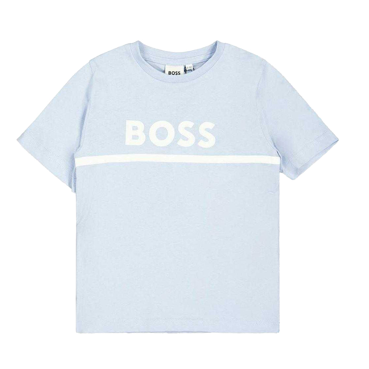 Light Blue-Navy - Side - Boss Childrens-Kids Striped Logo T-Shirt & Shorts Set