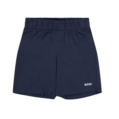Light Blue-Navy - Lifestyle - Boss Childrens-Kids Striped Logo T-Shirt & Shorts Set