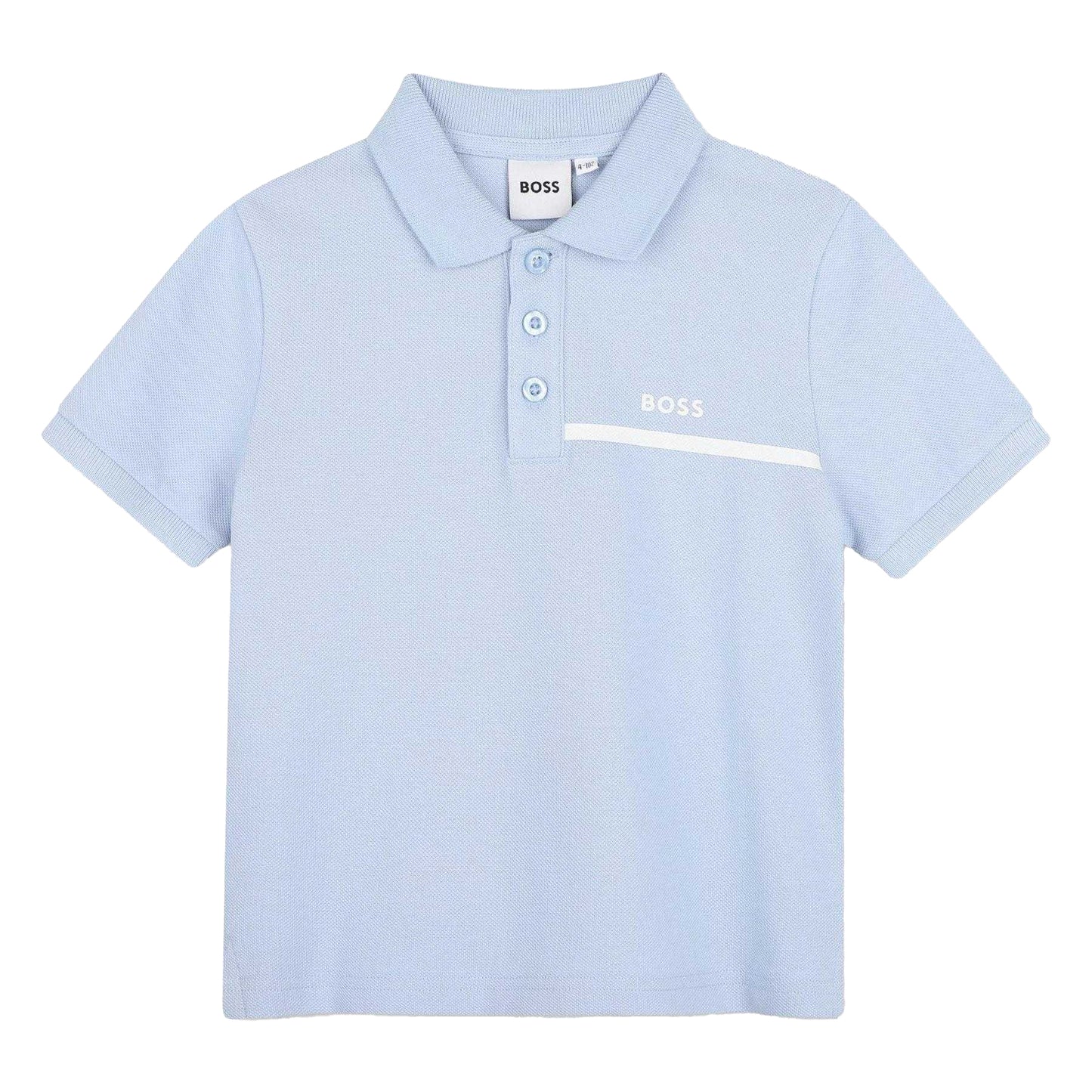 Light Blue-Navy - Side - Boss Childrens-Kids Striped Logo Polo and Shorts Set
