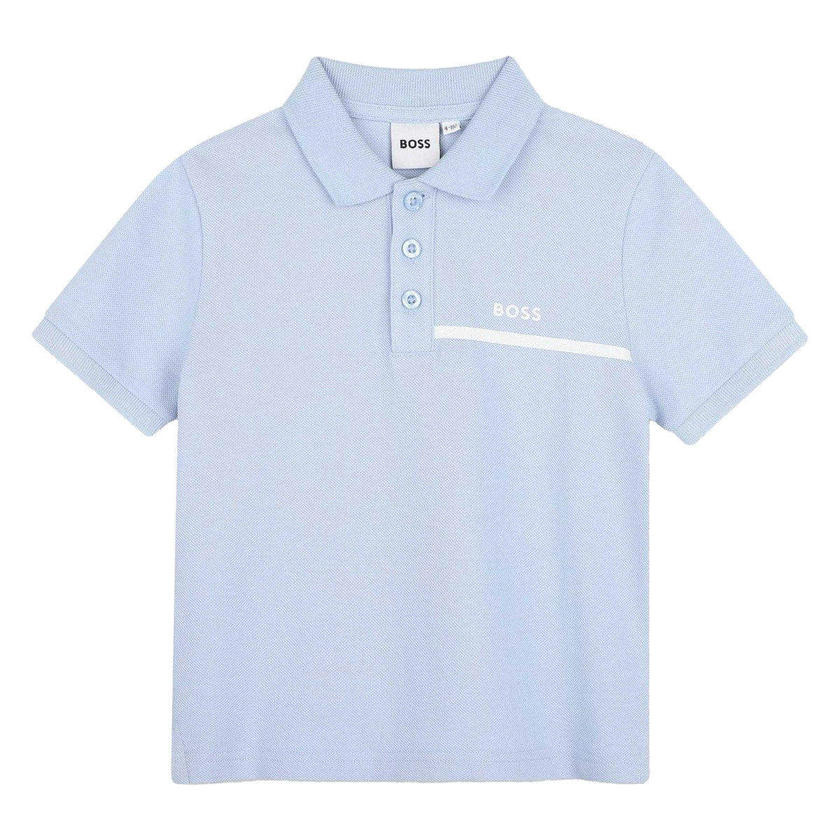 Light Blue-Navy - Side - Boss Childrens-Kids Striped Logo Polo and Shorts Set