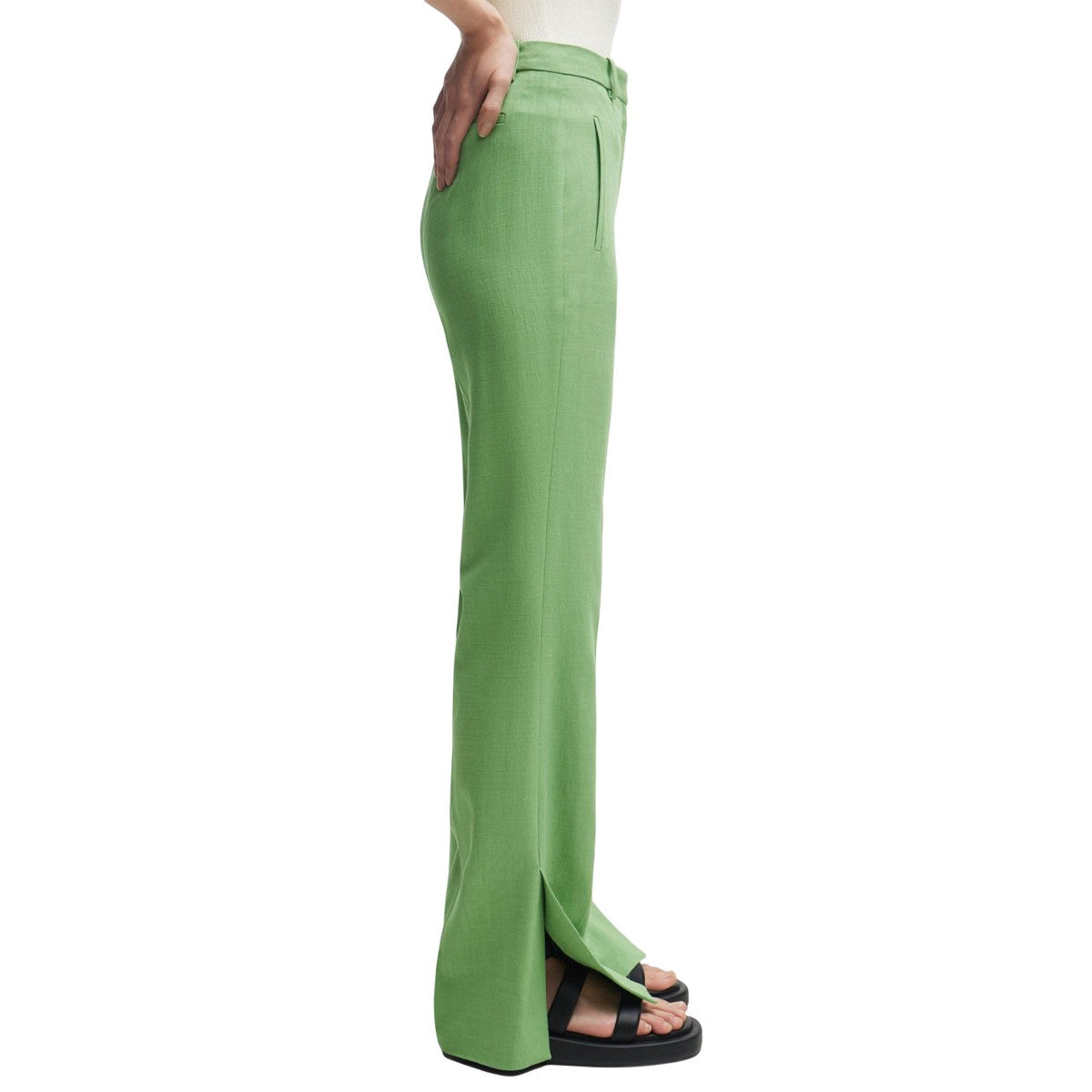 Green - Side - Boss Womens-Ladies Terela Flared Slim Trousers