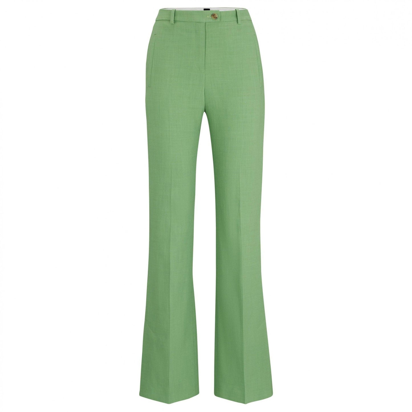 Green - Front - Boss Womens-Ladies Terela Flared Slim Trousers