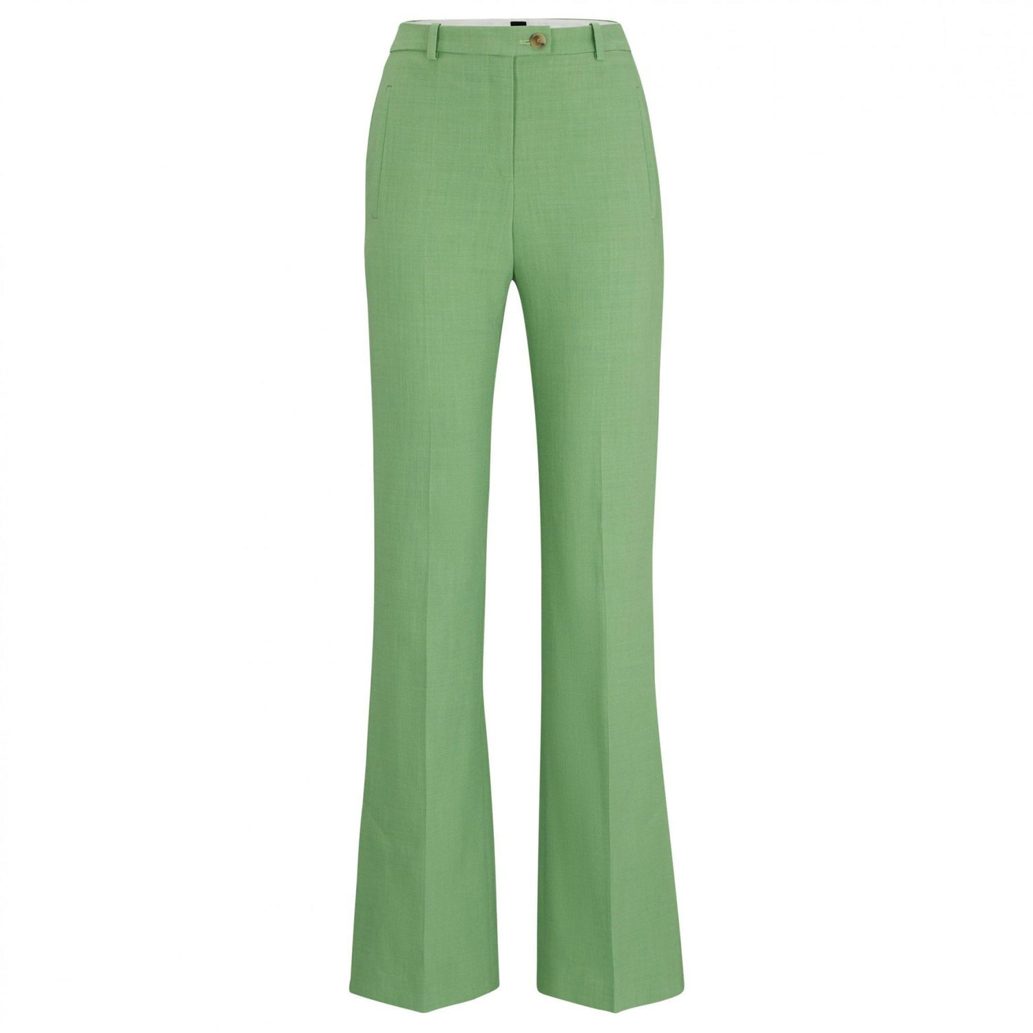 Green - Front - Boss Womens-Ladies Terela Flared Slim Trousers