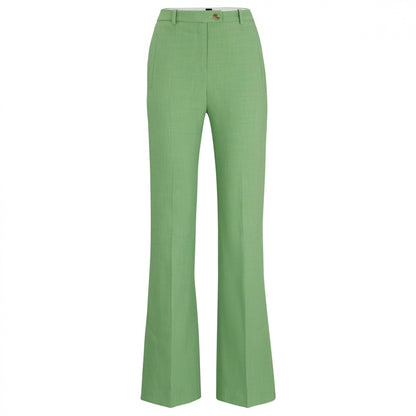 Green - Front - Boss Womens-Ladies Terela Flared Slim Trousers