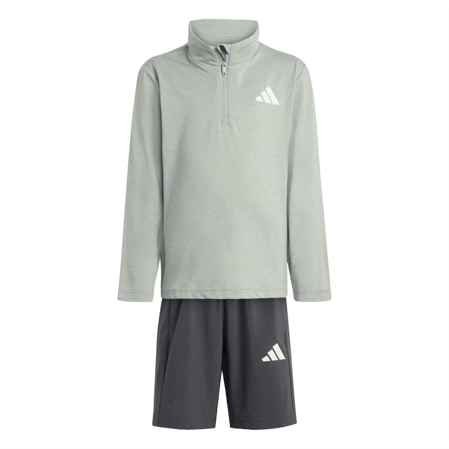 Green-Black - Front - Adidas Childrens-Kids Logo Tracksuit Set
