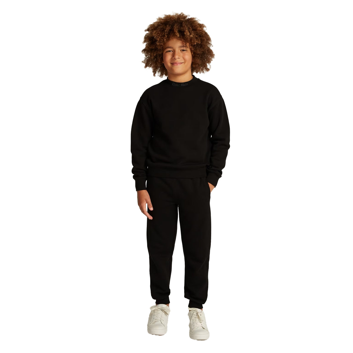 Black - Lifestyle - Calvin Klein Childrens-Kids Terrycloth Top & Bottom Set