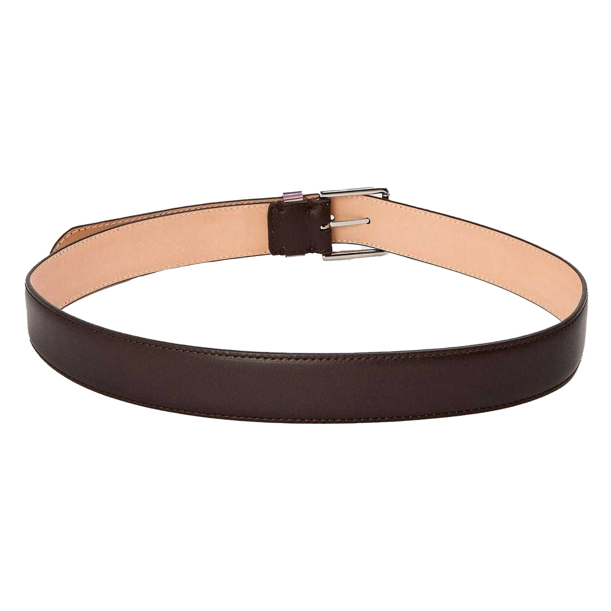 Brown - Back - Paul Smith Mens Striped Faux Leather Belt
