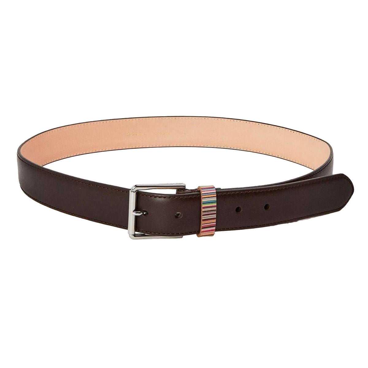 Brown - Front - Paul Smith Mens Striped Faux Leather Belt