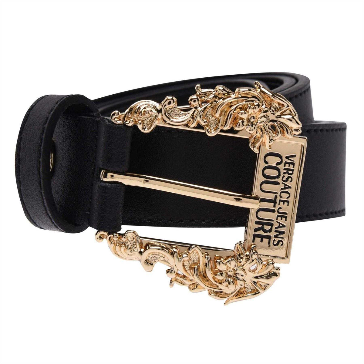 Black - Back - Versace Jeans Womens-Ladies Leather Belt