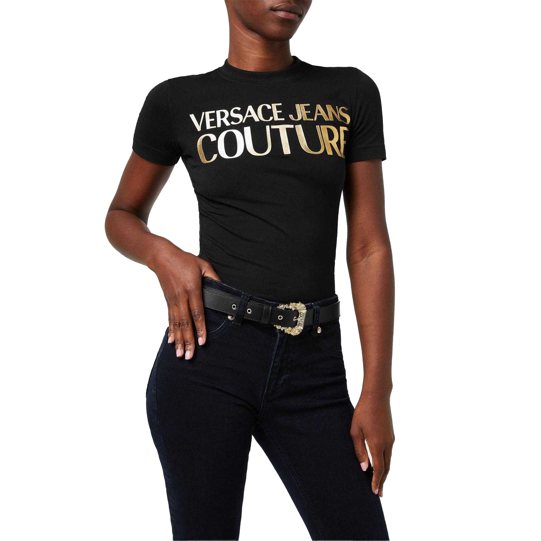 Black - Pack Shot - Versace Jeans Womens-Ladies Leather Belt