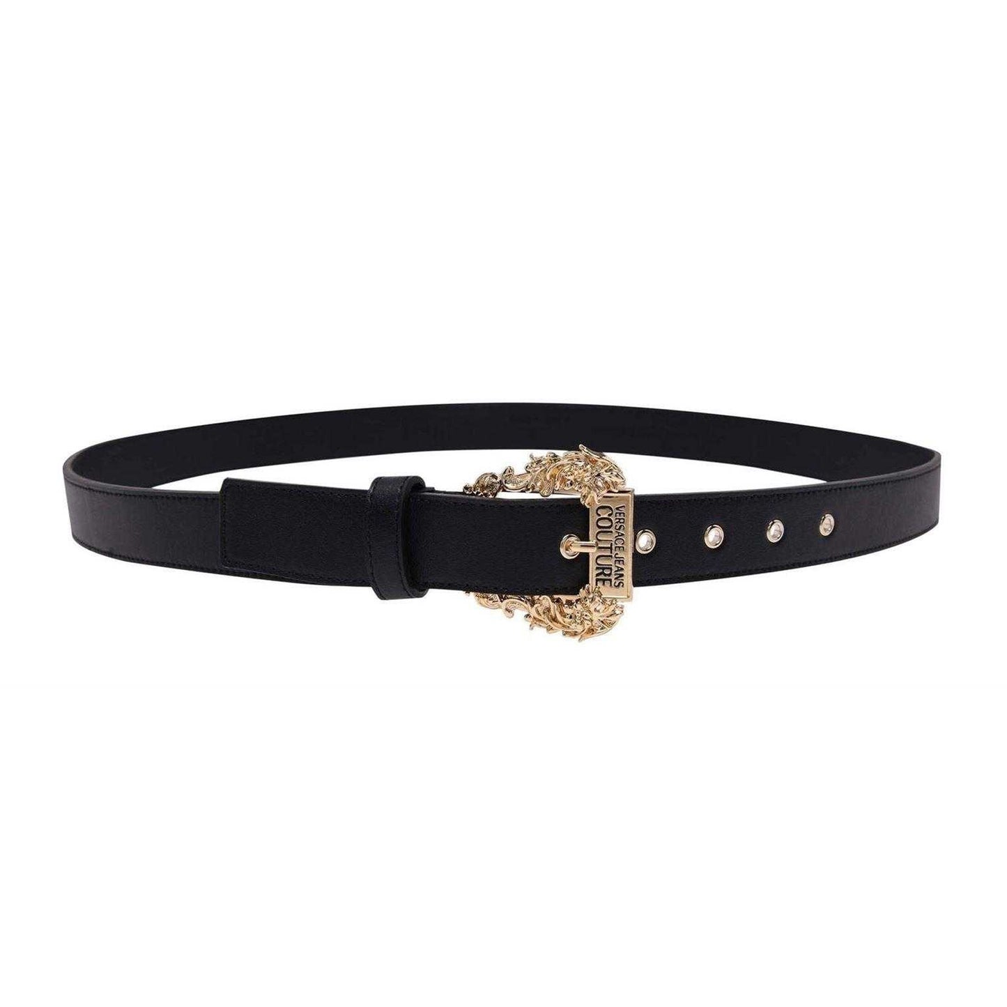 Black - Front - Versace Jeans Womens-Ladies Leather Belt
