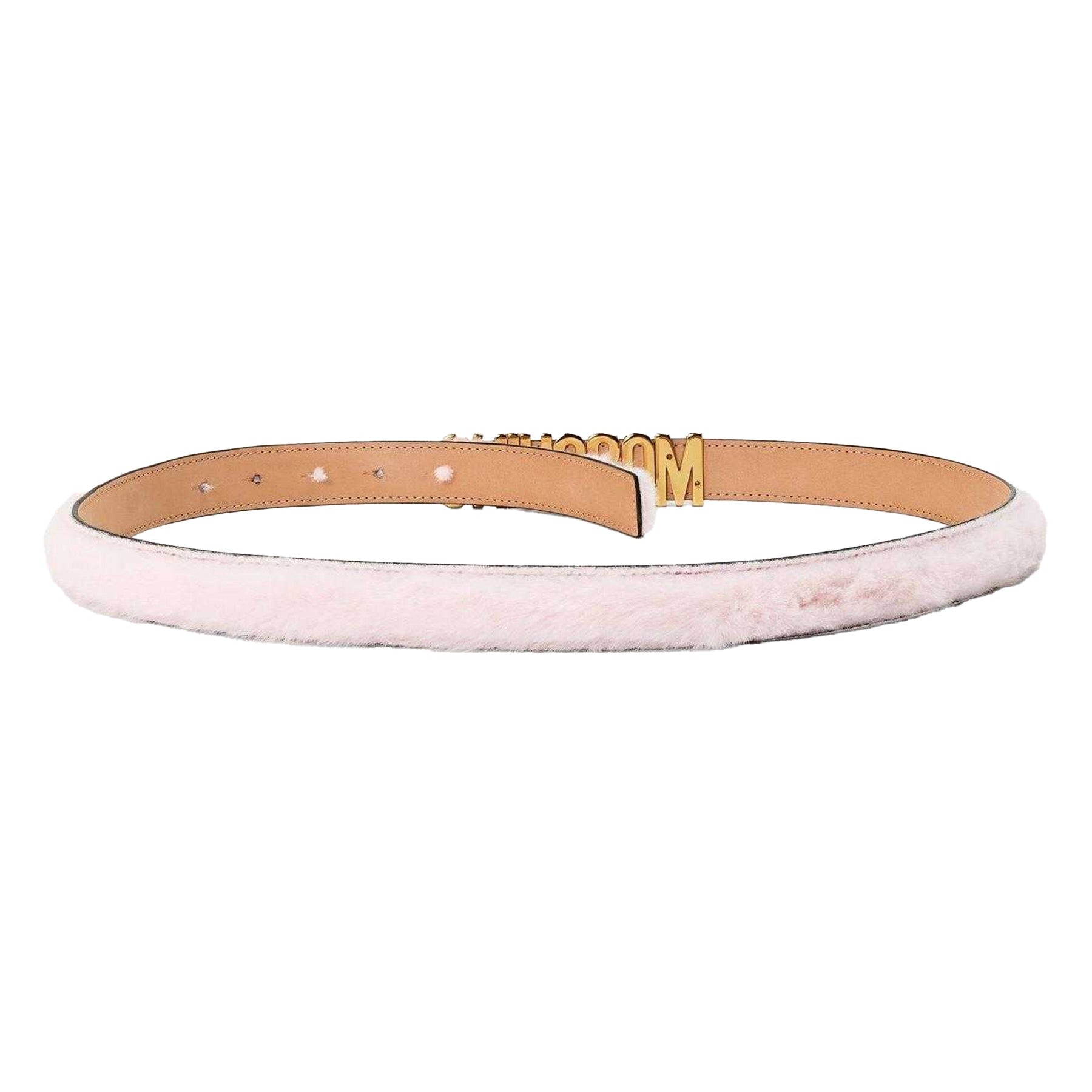 Pink - Back - Moschino Womens-Ladies Logo Leather Belt