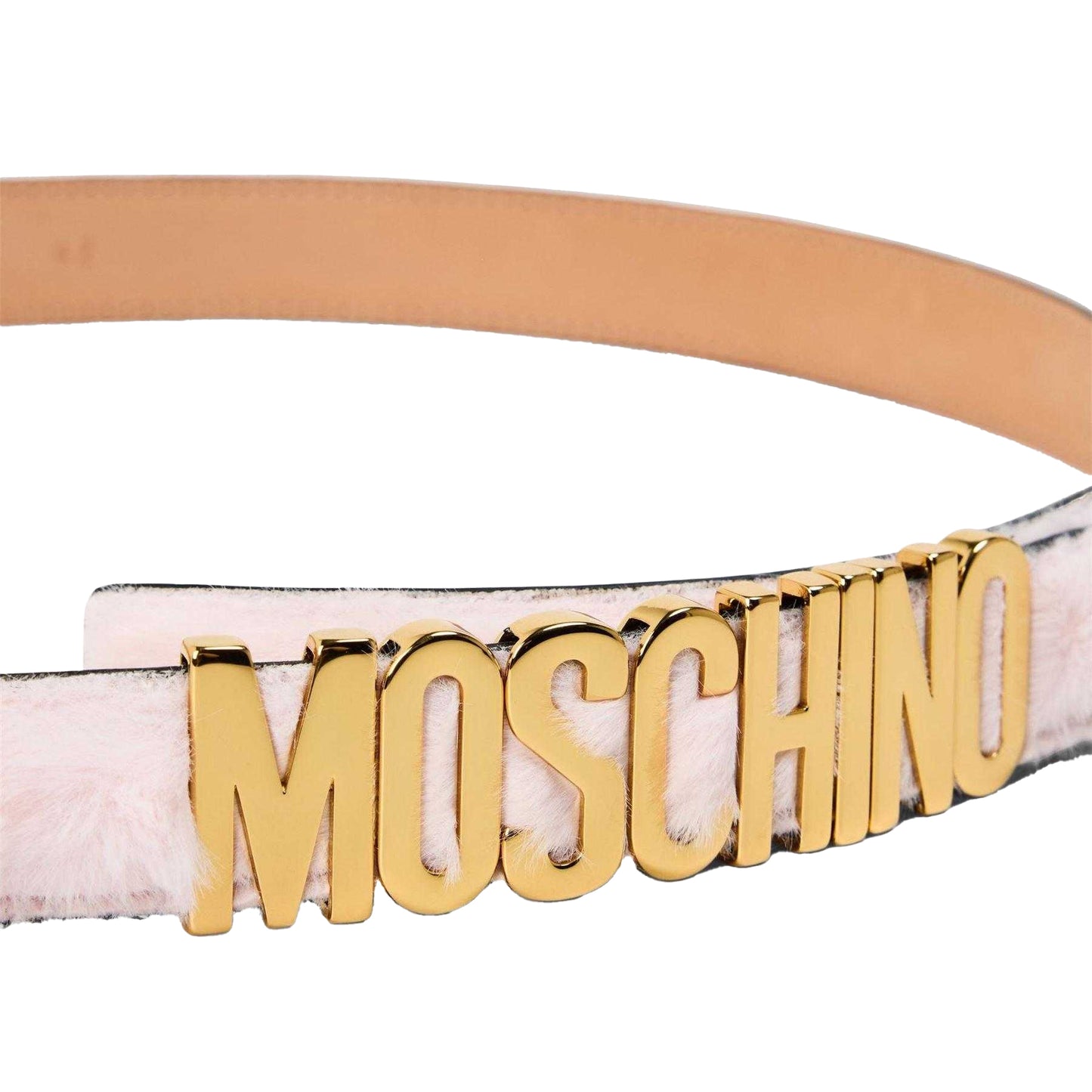 Pink - Side - Moschino Womens-Ladies Logo Leather Belt