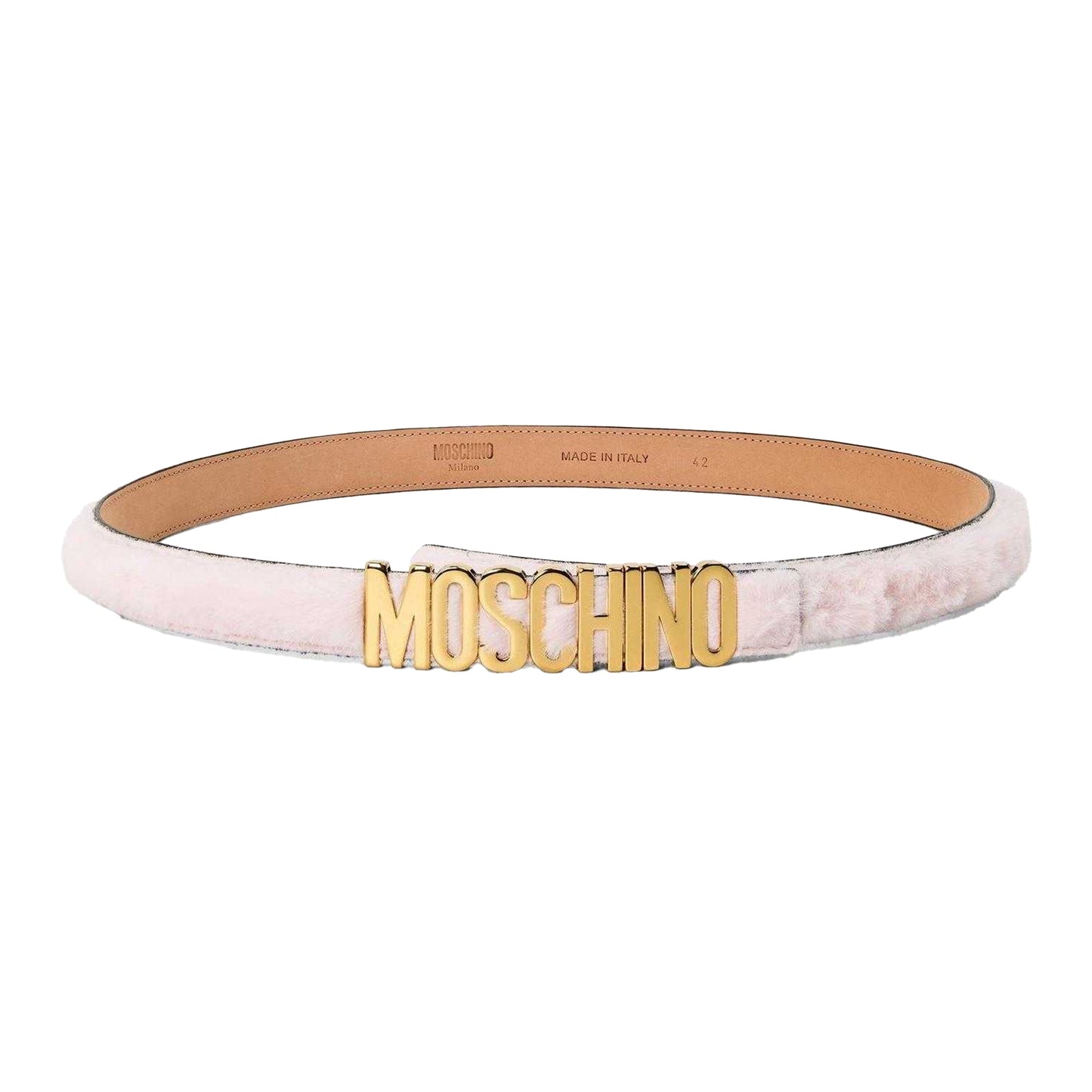 Pink - Front - Moschino Womens-Ladies Logo Leather Belt