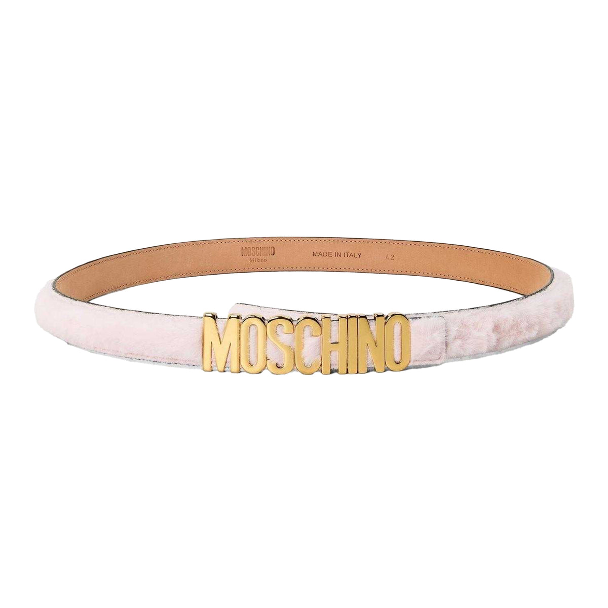 Pink - Front - Moschino Womens-Ladies Logo Leather Belt