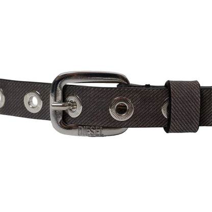 Black - Side - Diesel Womens-Ladies Studded Leather Belt