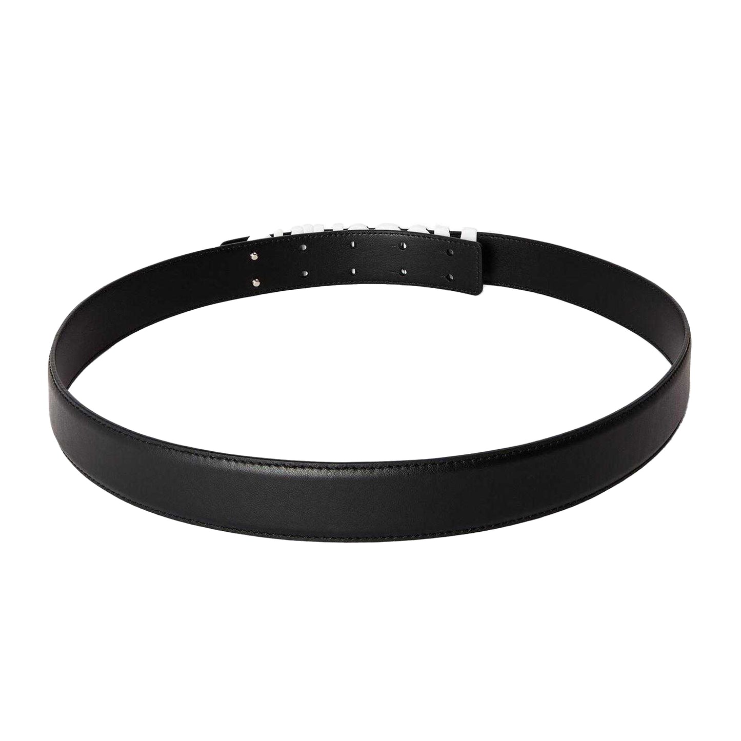 Black - Back - Moschino Mens Logo Leather Belt
