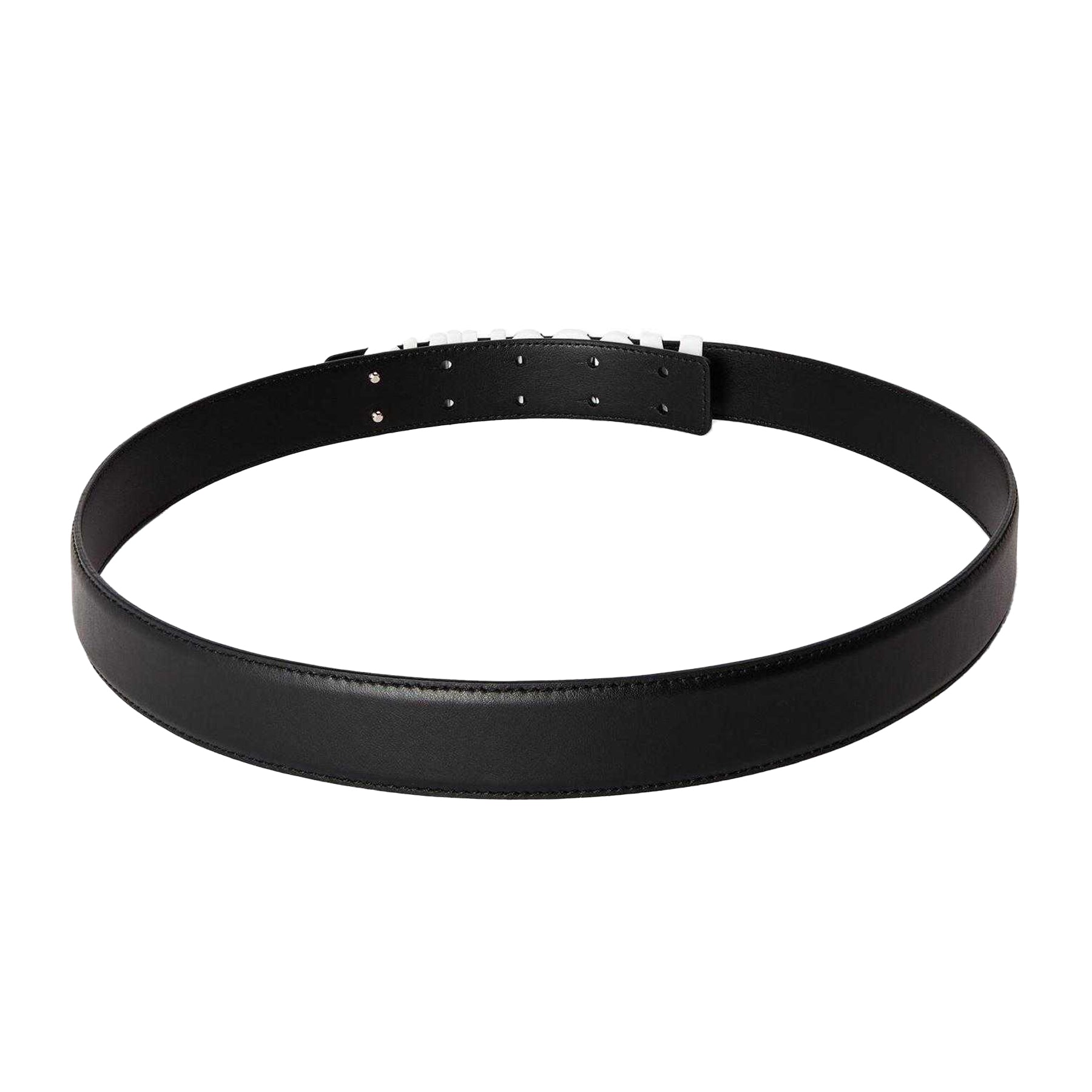 Black - Back - Moschino Mens Logo Leather Belt
