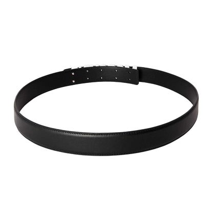 Black - Back - Moschino Mens Logo Leather Belt