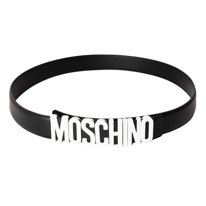 Black - Front - Moschino Mens Logo Leather Belt