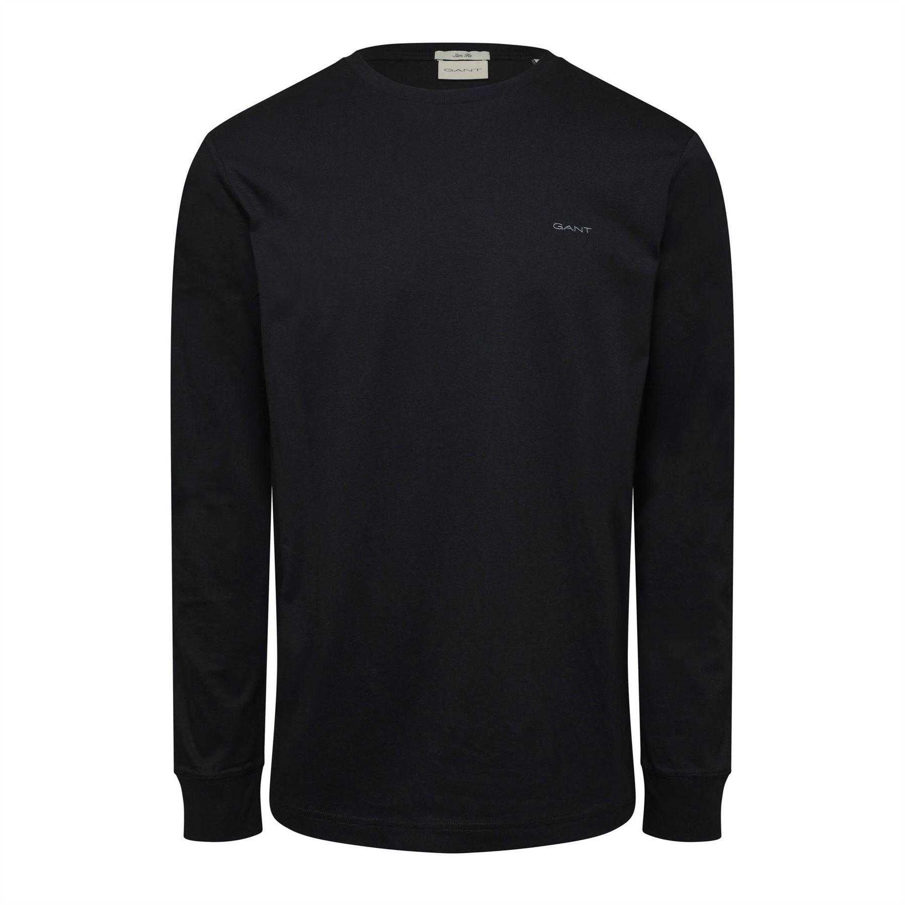 Black - Front - Gant Mens Embroidered Logo T-Shirt