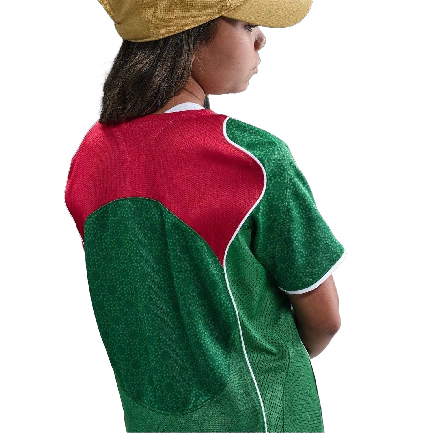 Green-Red - Back - Nike Childrens-Kids Total 90 Energy Retro Football Jersey