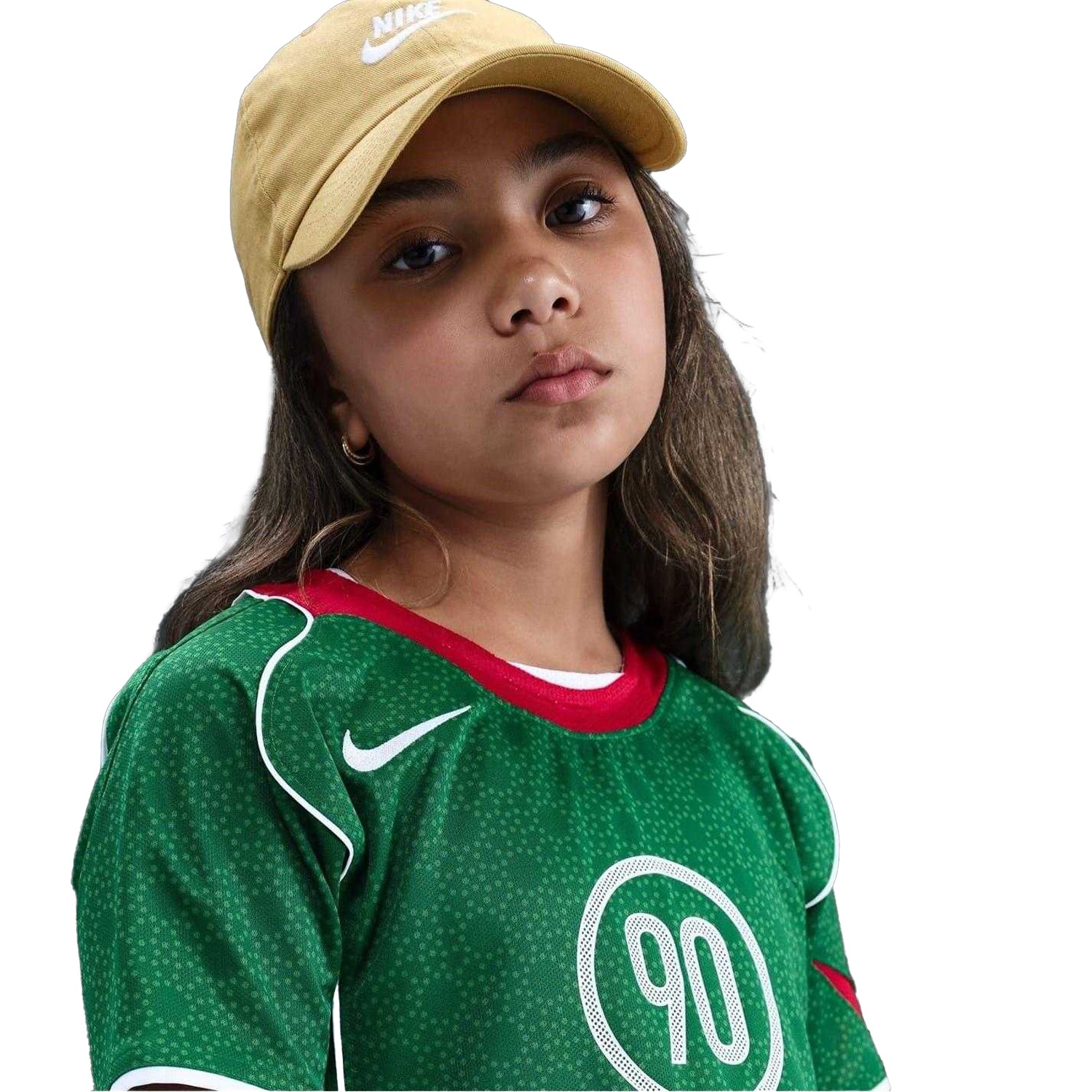 Green-Red - Side - Nike Childrens-Kids Total 90 Energy Retro Football Jersey
