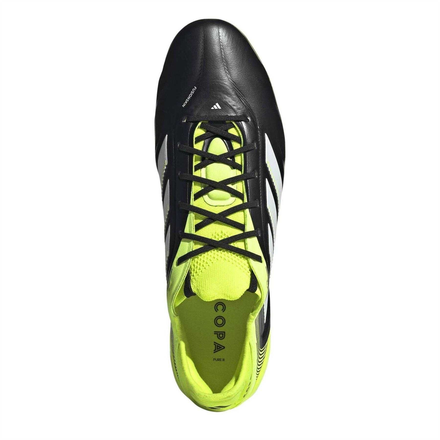 Core Black-Yellow - Lifestyle - Adidas Mens Copa Pure III 3 Stripes Lace Up Firm Ground Football Boots