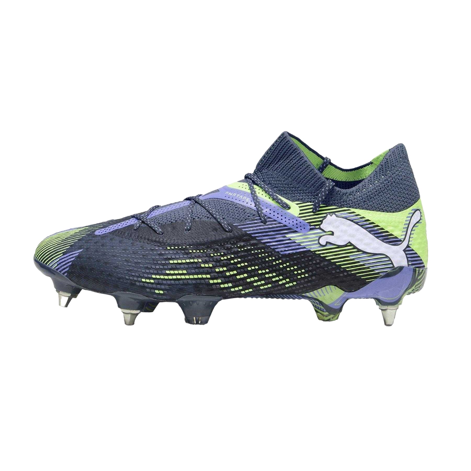 Grey-Multicoloured - Back - Puma Womens-Ladies Future 7 Ultimate Striped Soft Ground Football Boots