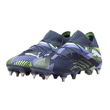Grey-Multicoloured - Pack Shot - Puma Womens-Ladies Future 7 Ultimate Striped Soft Ground Football Boots