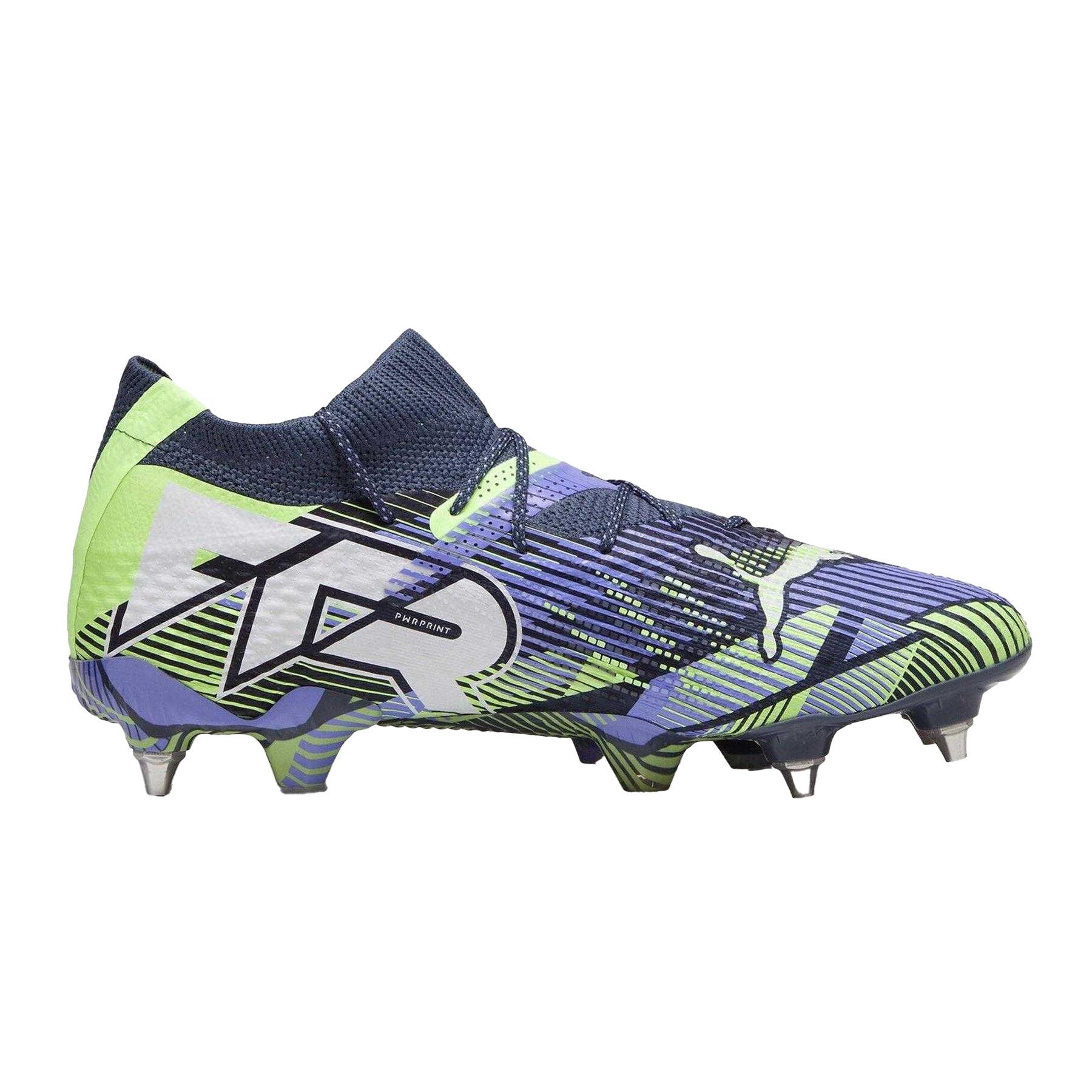 Grey-Multicoloured - Front - Puma Womens-Ladies Future 7 Ultimate Striped Soft Ground Football Boots