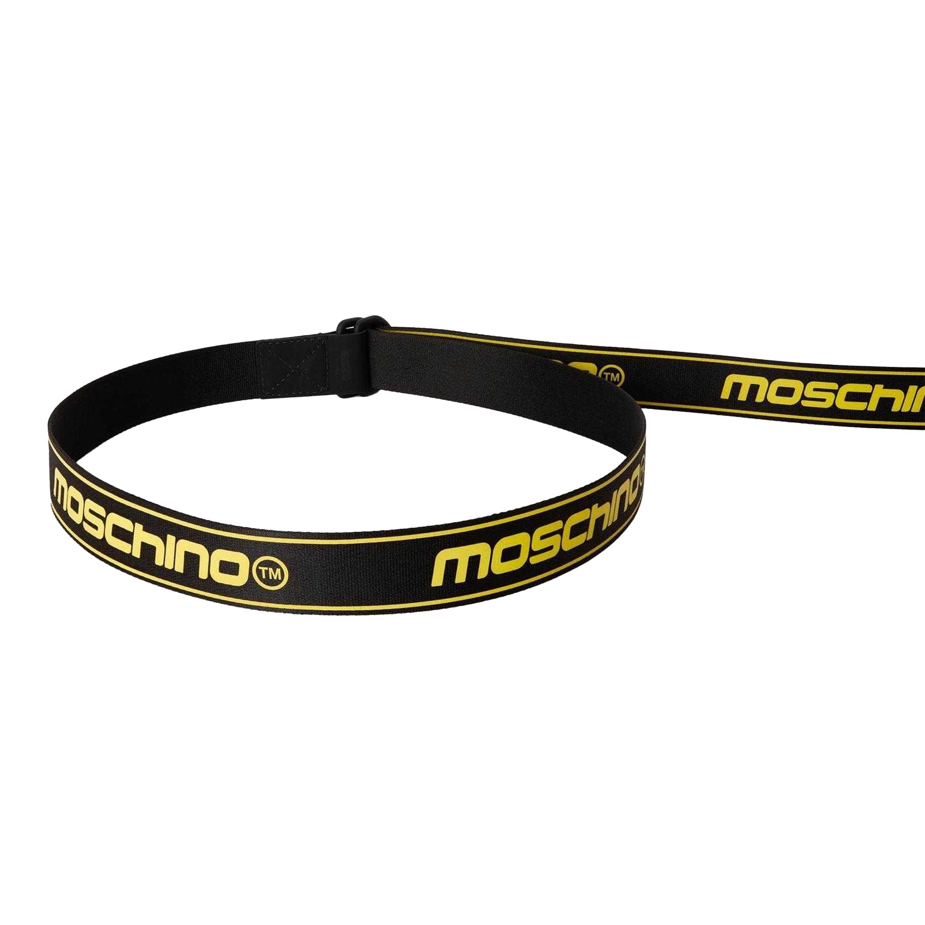 Black - Back - Moschino Mens Repeat Logo Leather Belt