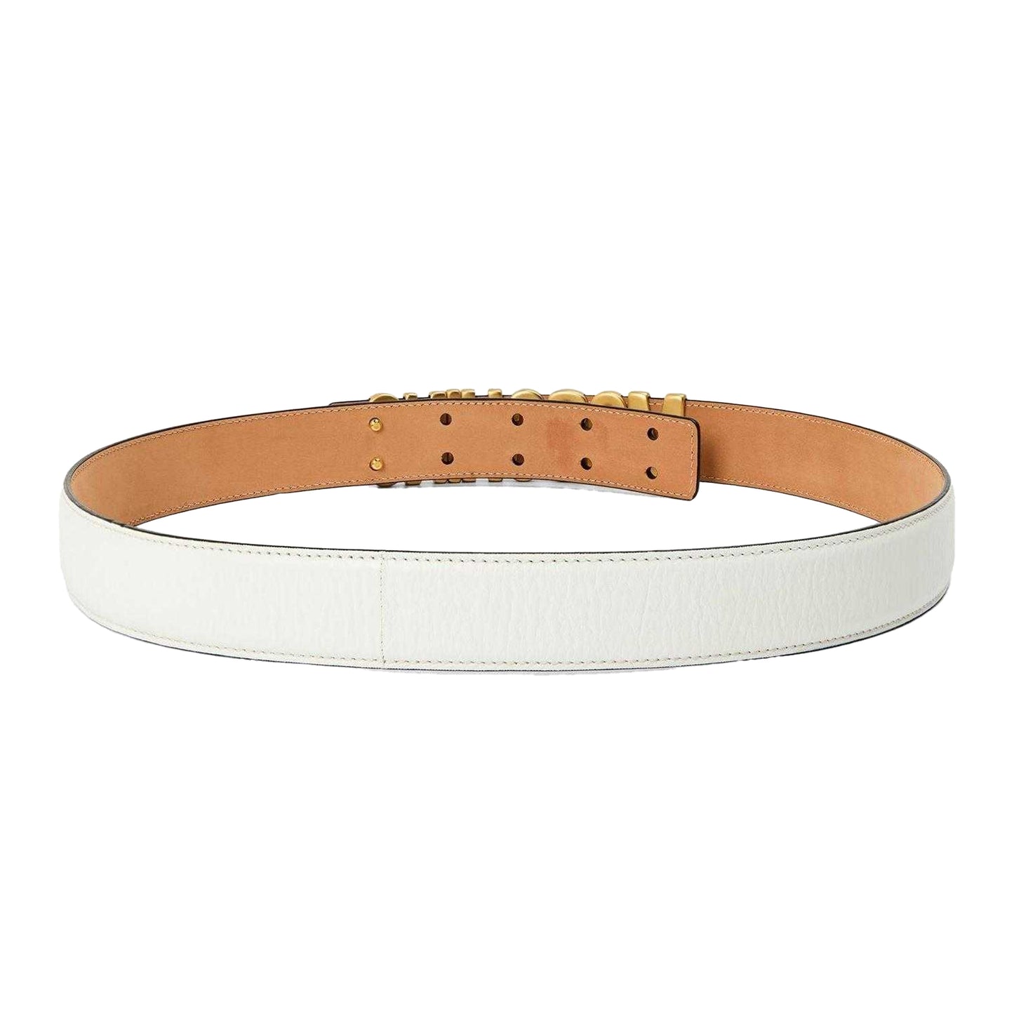 White - Back - Moschino Mens Logo Leather Belt