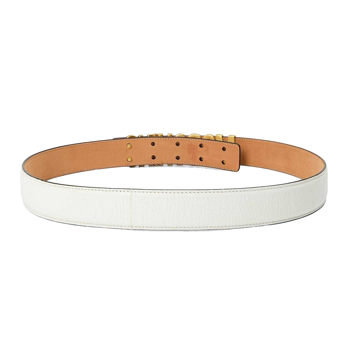 White - Back - Moschino Mens Logo Leather Belt