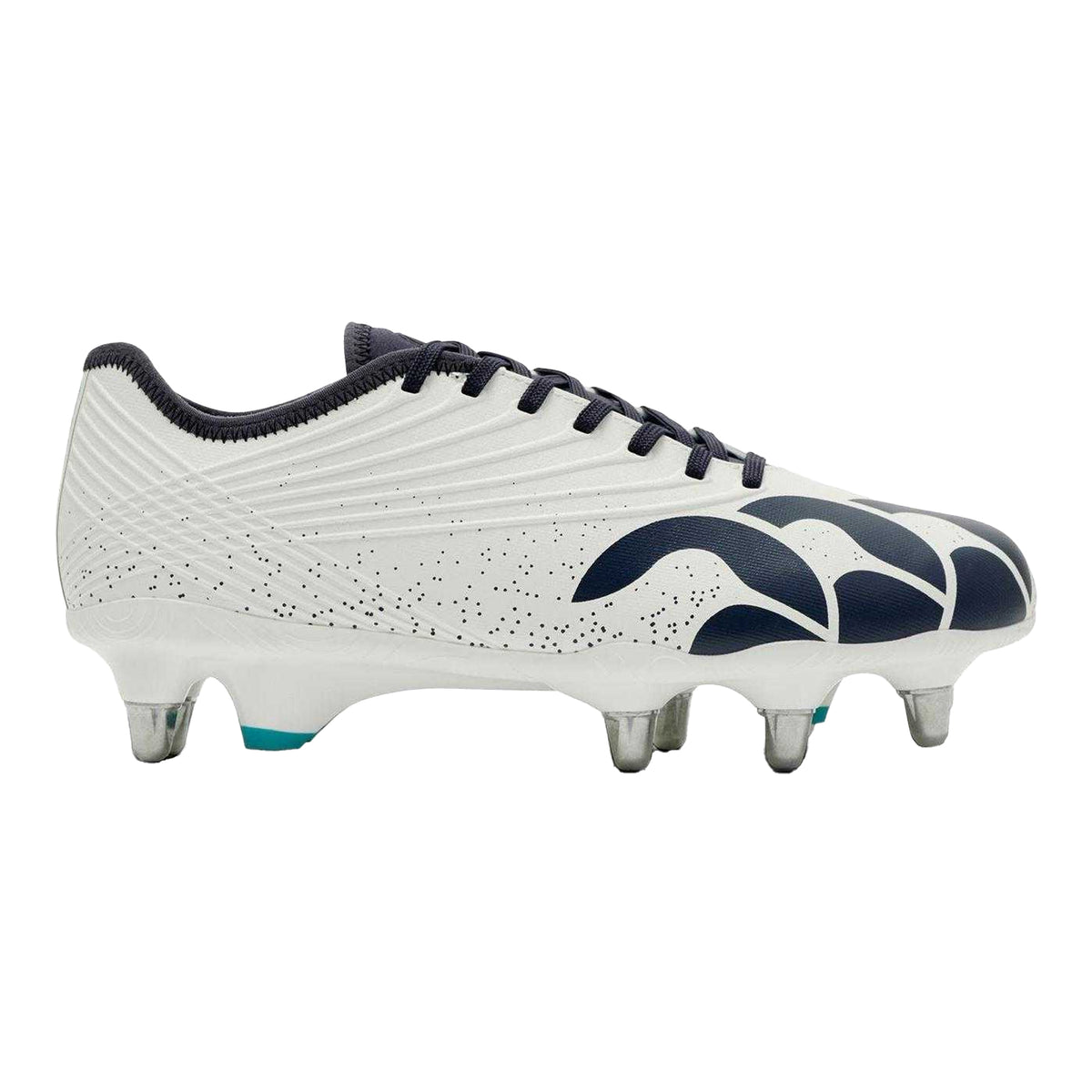 White - Front - Canterbury Mens Stampede Groundbreak Pro Lace Up Soft Ground Rugby Boots
