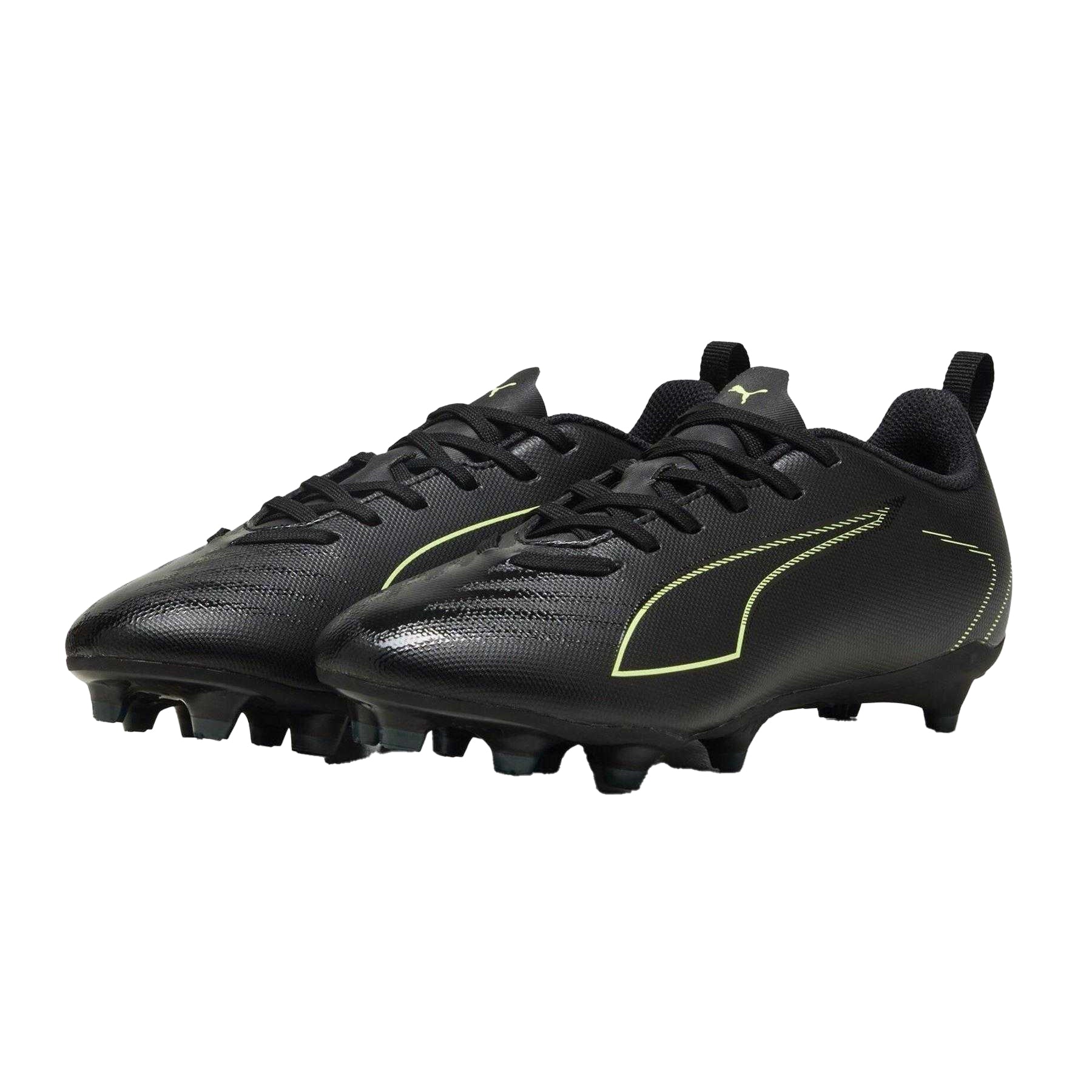 Black-Green - Pack Shot - Puma Childrens-Kids Ultra 6 Play Firm Ground Football Boots
