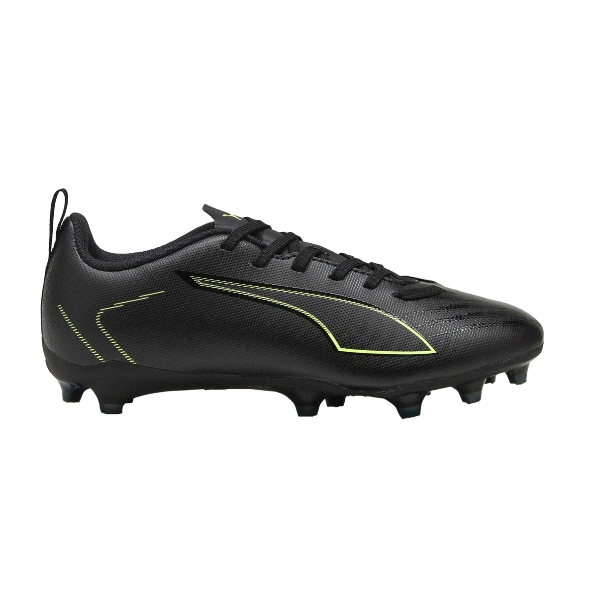 Black-Green - Front - Puma Childrens-Kids Ultra 6 Play Firm Ground Football Boots