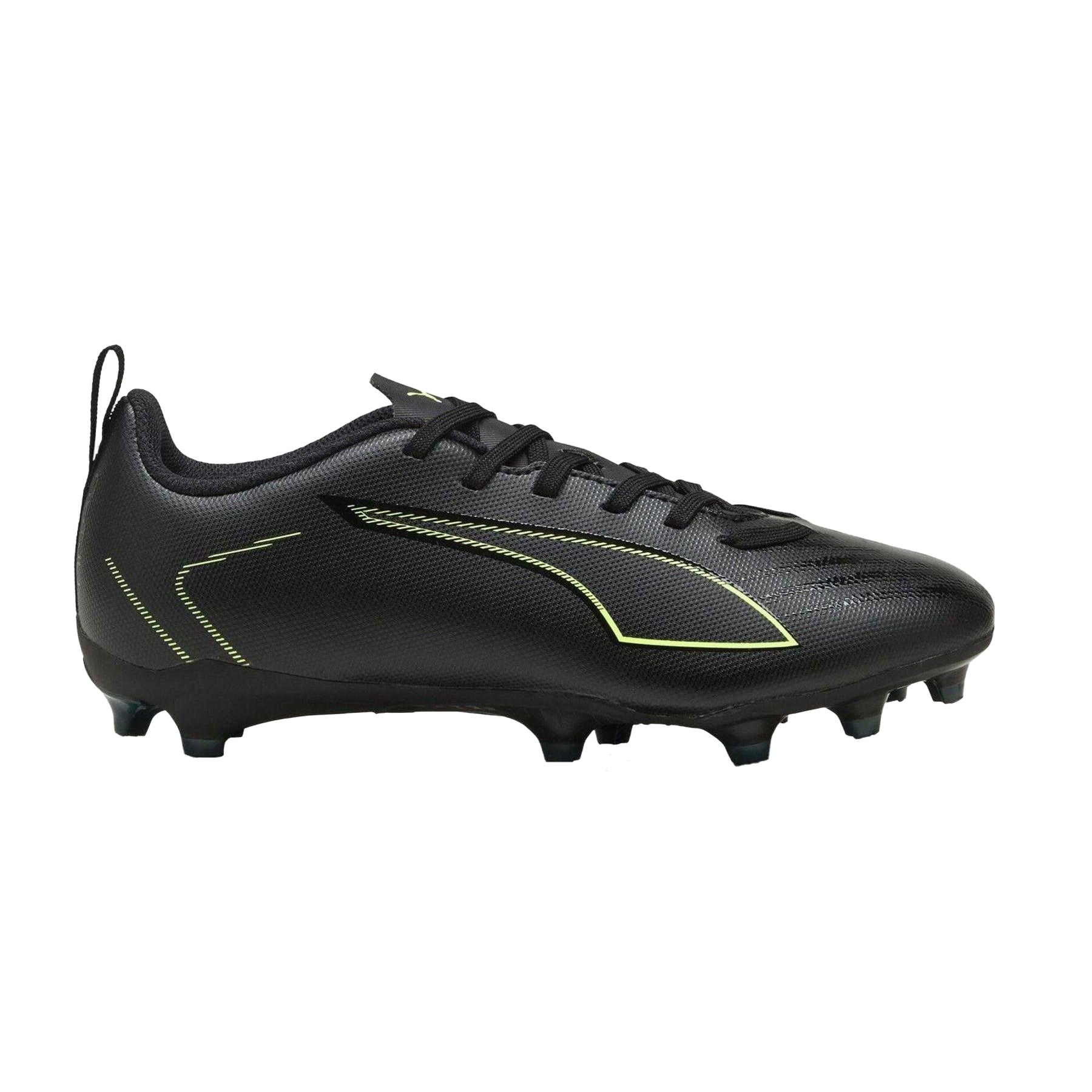 Black-Green - Front - Puma Childrens-Kids Ultra 6 Play Firm Ground Football Boots