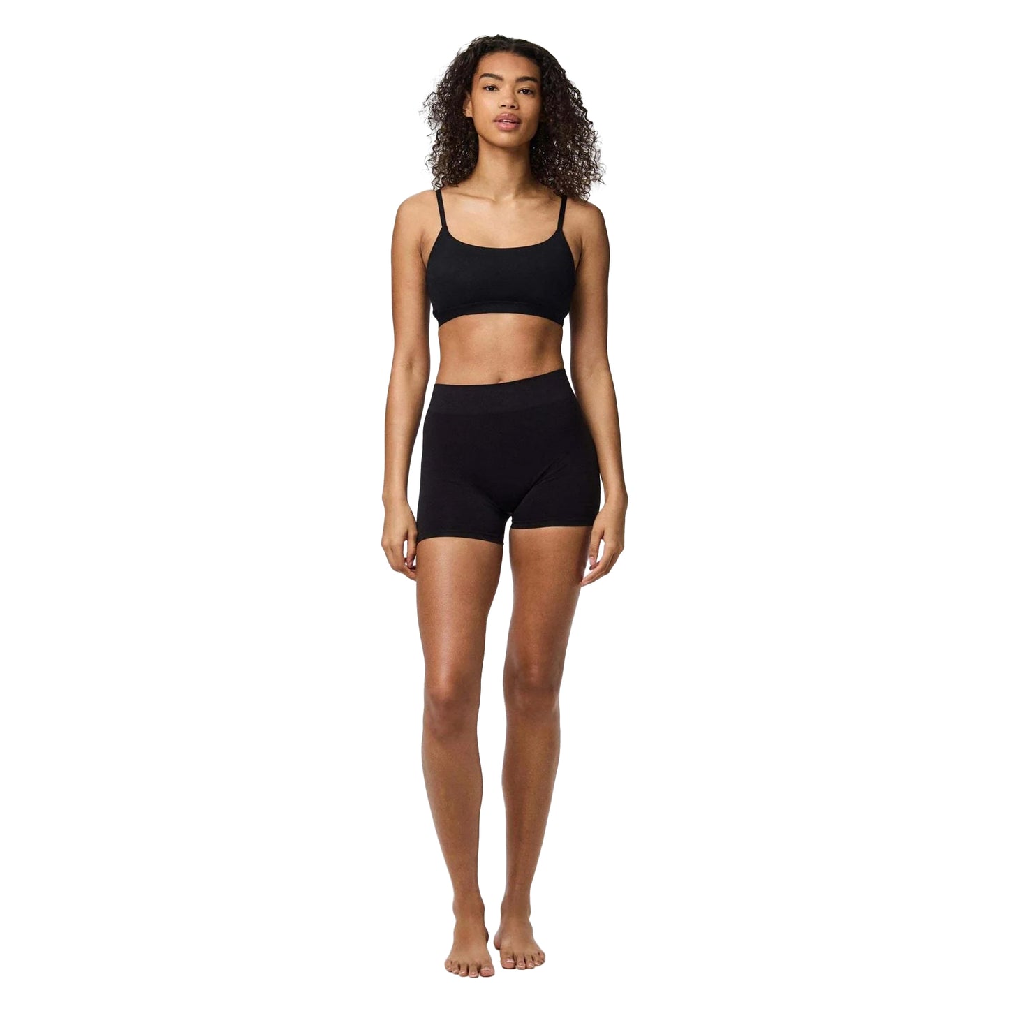 Black - Pack Shot - Pieces Womens-Ladies London High Waist Cycling Shorts