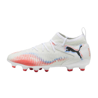 White-Black-Red - Back - Puma Childrens-Kids Future 8 Match Artificial Ground Football Boots