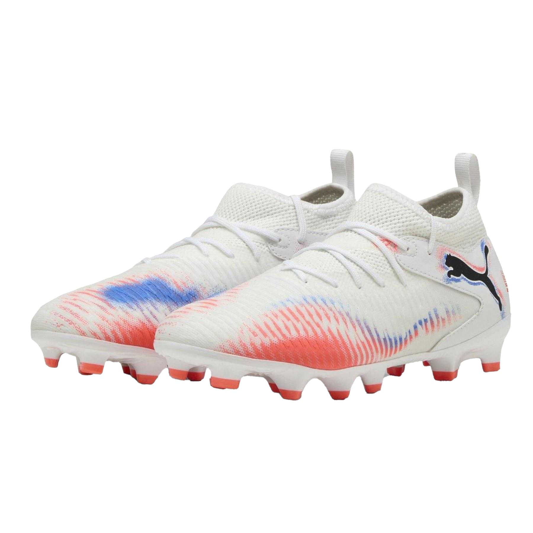 White-Black-Red - Pack Shot - Puma Childrens-Kids Future 8 Match Artificial Ground Football Boots