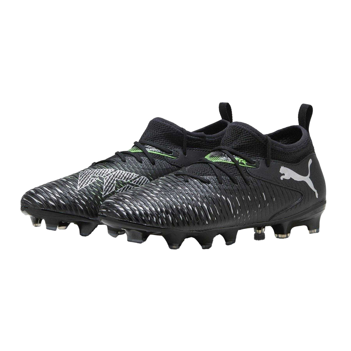 Black-Green - Pack Shot - Puma Childrens-Kids Future 8 Match Artificial Ground Football Boots