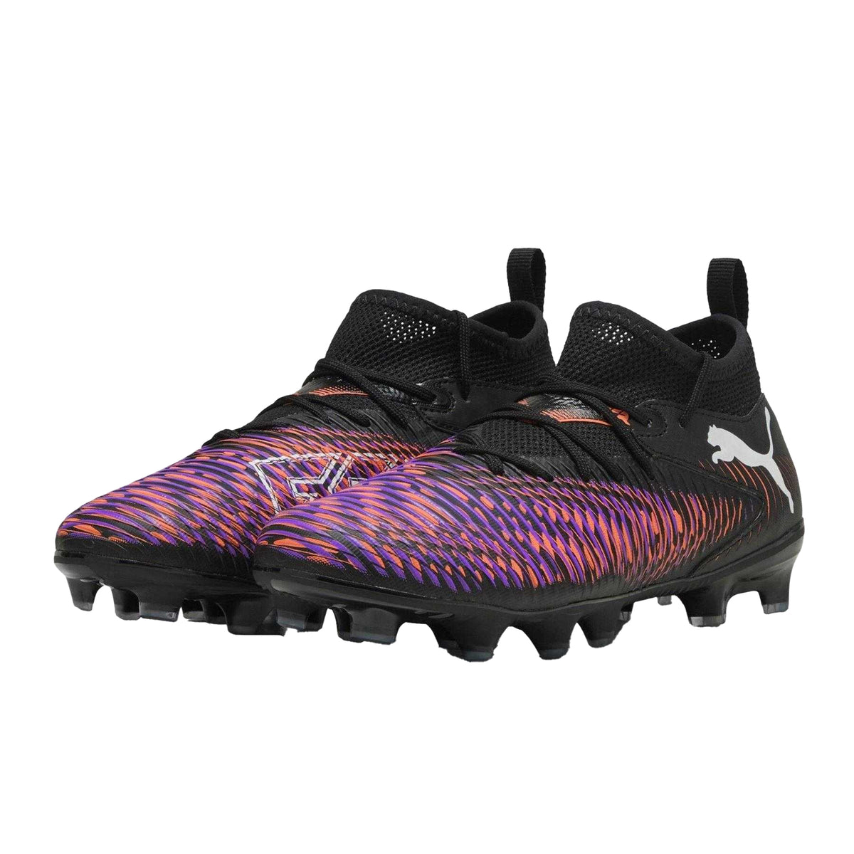 Black-Purple - Pack Shot - Puma Childrens-Kids Future 8 Match Artificial Ground Football Boots