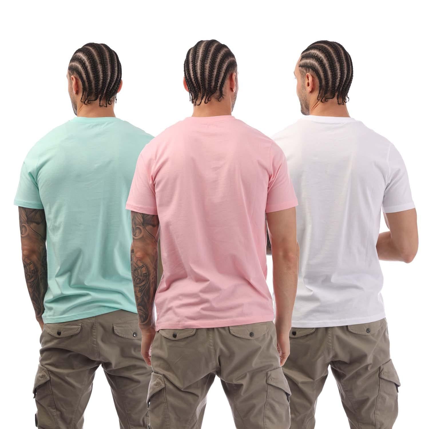 Pink-White-Green - Back - Nicce Mens Iversent T-Shirt (Pack of 3)