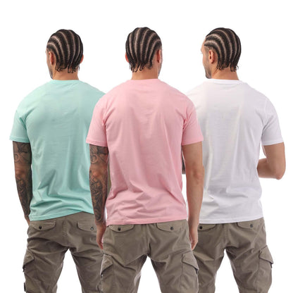 Pink-White-Green - Back - Nicce Mens Iversent T-Shirt (Pack of 3)