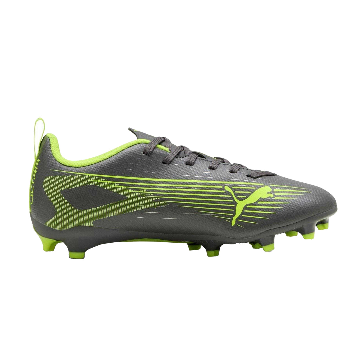 Silver-Yellow - Front - Puma Childrens-Kids Ultra 5 Play Firm Ground Football Boots