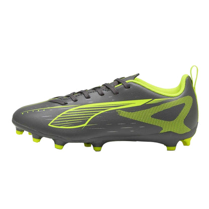 Silver-Yellow - Back - Puma Childrens-Kids Ultra 5 Play Firm Ground Football Boots