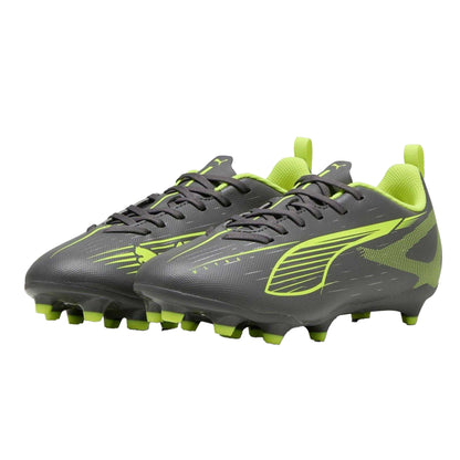 Silver-Yellow - Pack Shot - Puma Childrens-Kids Ultra 5 Play Firm Ground Football Boots